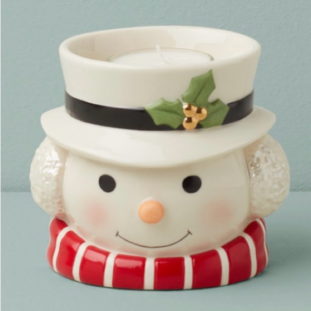 🆕☃️ LENOX RARE & RETIRED COLLECTIBLE SNOWMAN FIGURAL VOTIVE W/CANDLE. NEW IN BOX - Picture 2 of 10